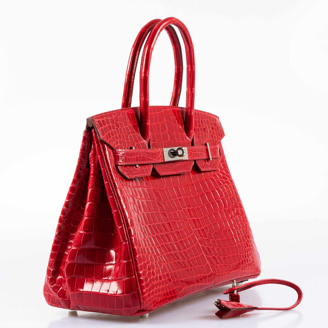 Hermes Birkin 30 Braise Porosus Crocodile Palladium Hardware