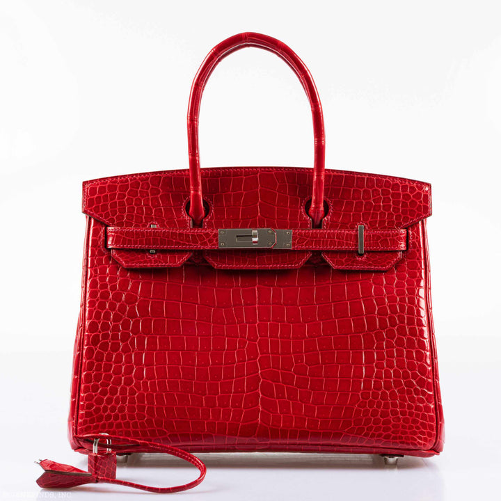 Hermes Birkin 30 Braise Porosus Crocodile Palladium Hardware