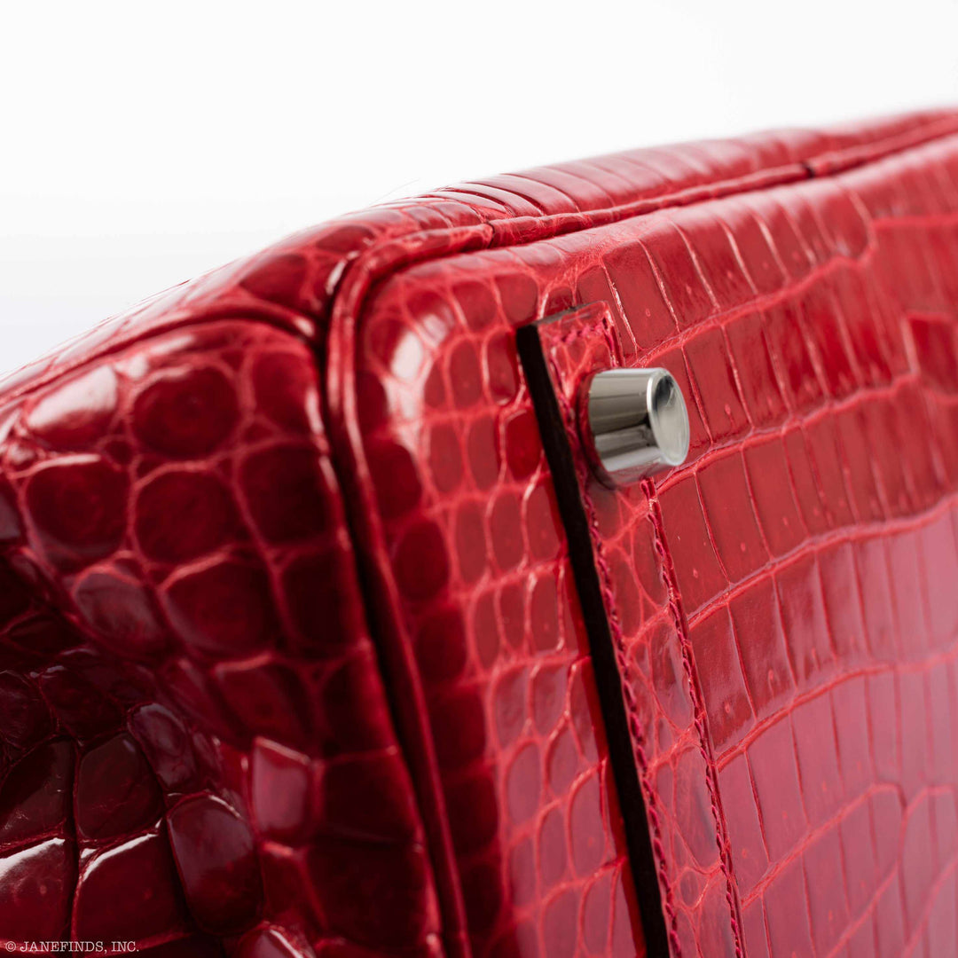 Hermes Birkin 30 Braise Porosus Crocodile Palladium Hardware