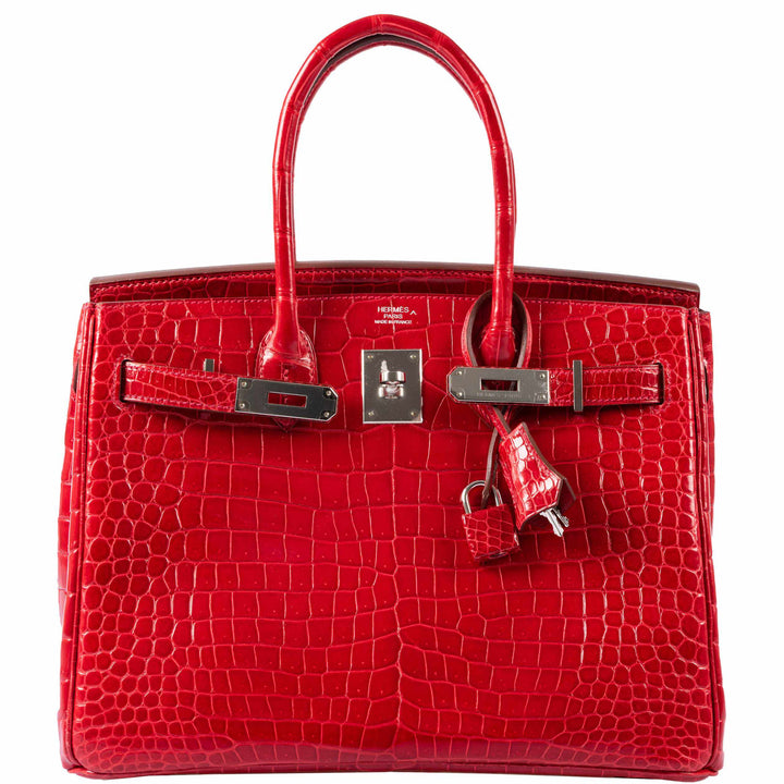Hermes Birkin 30 Braise Porosus Crocodile Palladium Hardware