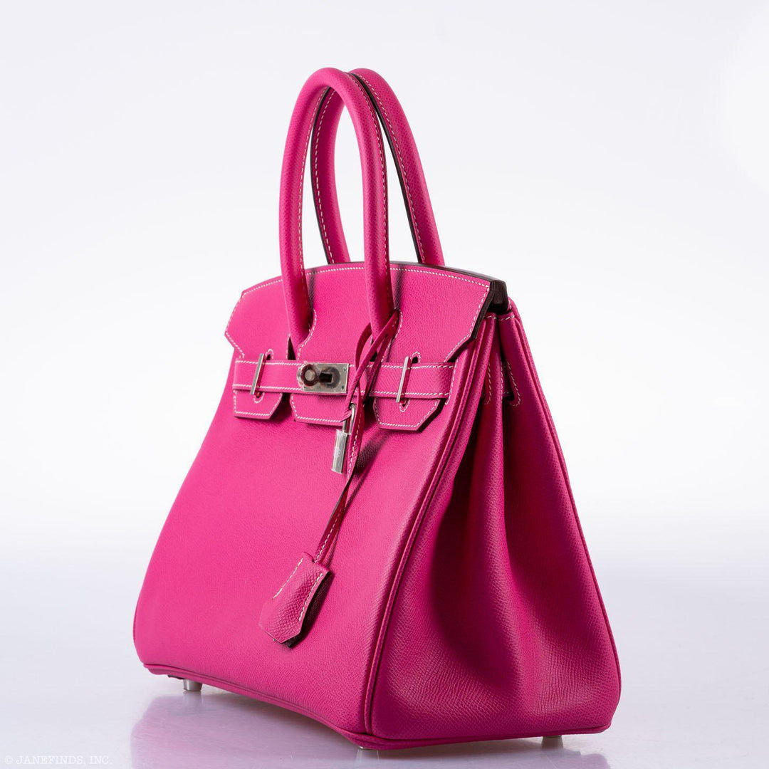 Top quality Hermes Birkin 30 Candy Collection Rose Tyrien & Rubis Epsom White Stitching Palladium Hardware - Q, Square