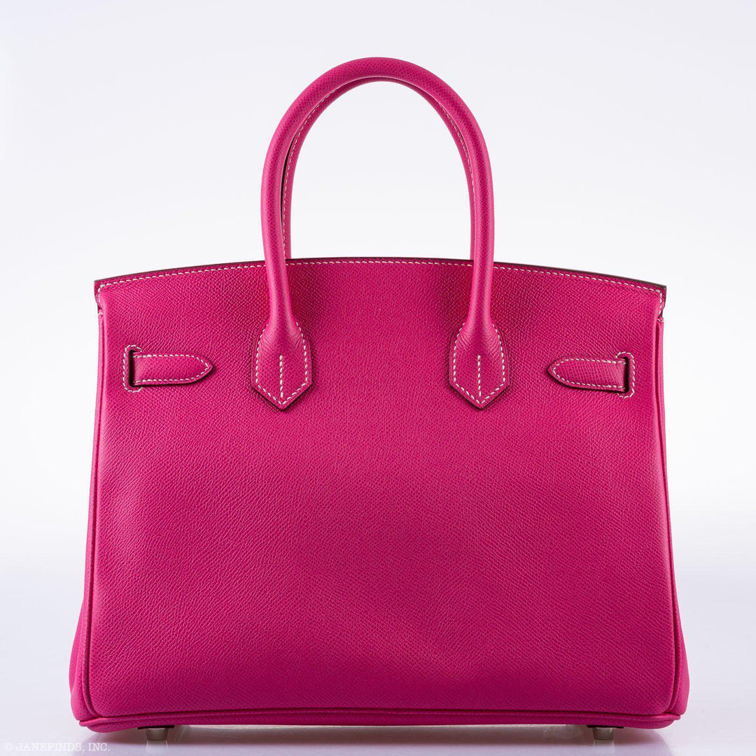 Top quality Hermes Birkin 30 Candy Collection Rose Tyrien & Rubis Epsom White Stitching Palladium Hardware - Q, Square