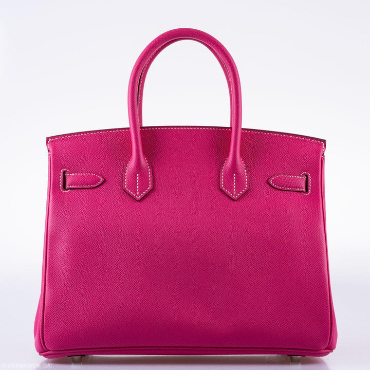 Top quality Hermes Birkin 30 Candy Collection Rose Tyrien & Rubis Epsom White Stitching Palladium Hardware - Q, Square