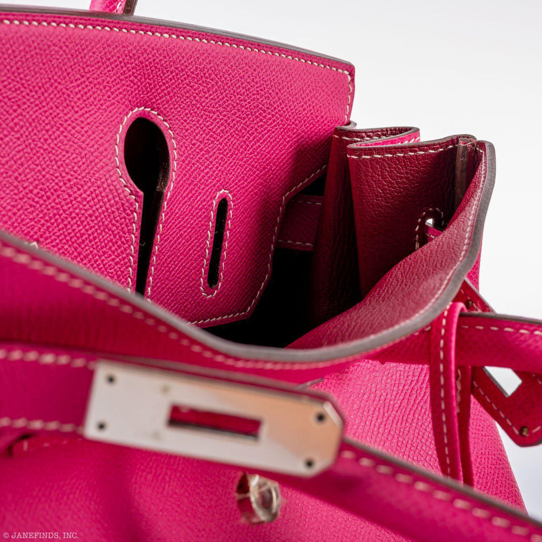 Top quality Hermes Birkin 30 Candy Collection Rose Tyrien & Rubis Epsom White Stitching Palladium Hardware - Q, Square