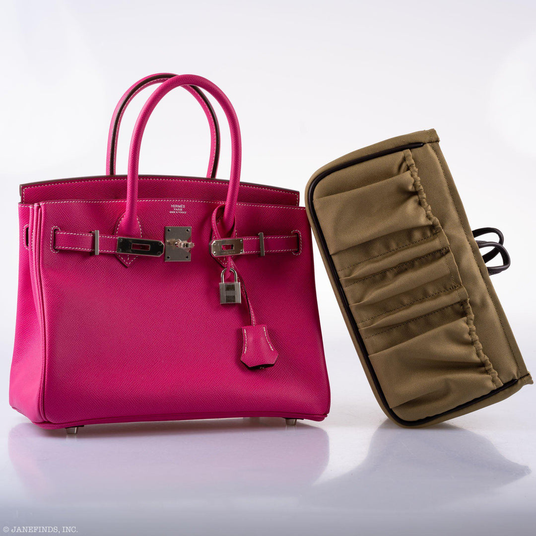 Top quality Hermes Birkin 30 Candy Collection Rose Tyrien & Rubis Epsom White Stitching Palladium Hardware - Q, Square