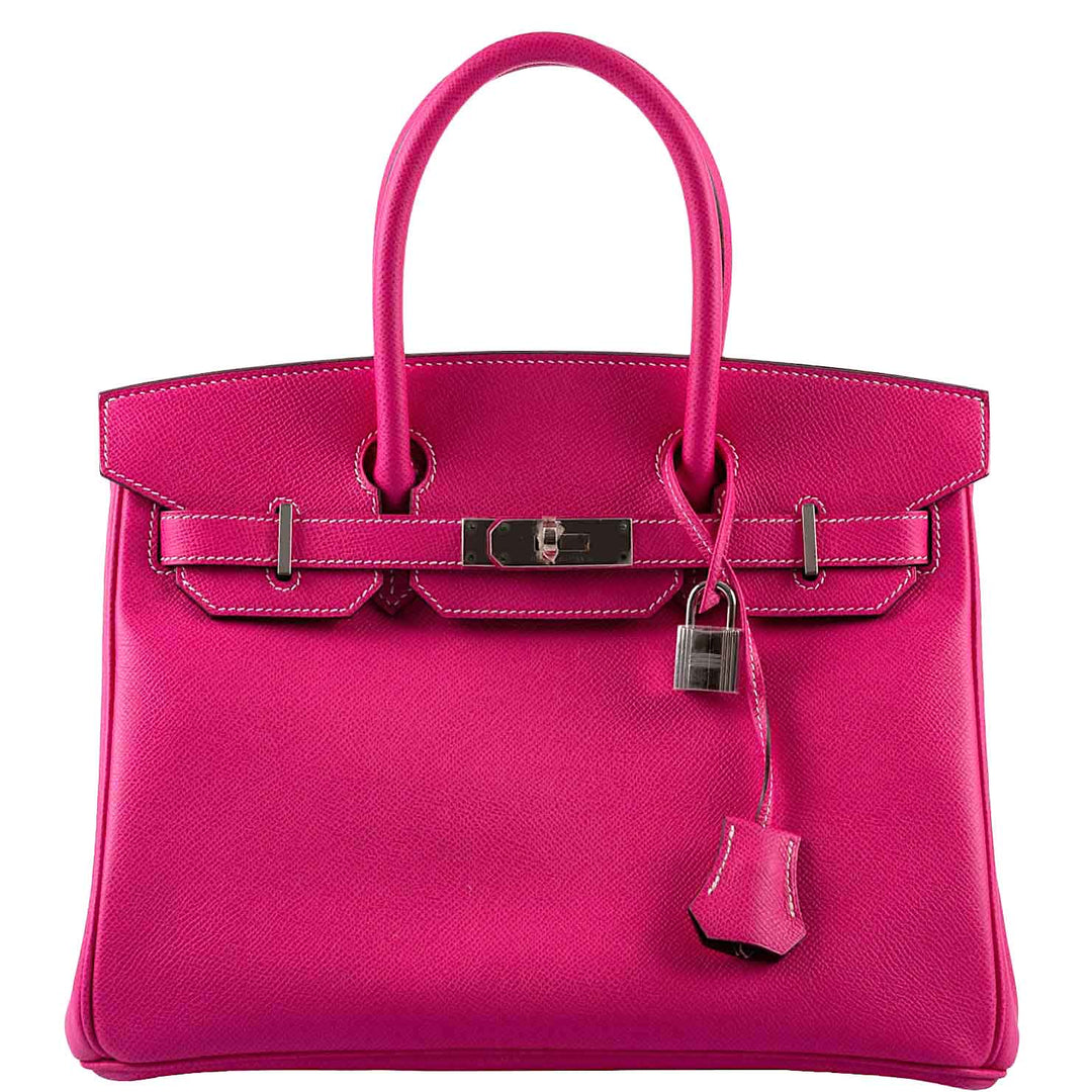 Hermes Birkin 30 Candy Collection Rose Tyrien & Rubis Epsom White Stitching Palladium Hardware - Q, Square