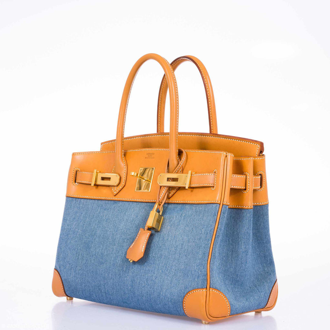 Top quality Hermes Birkin 30 Denim & Vache Naturelle Gold Hardware - Limited Edition