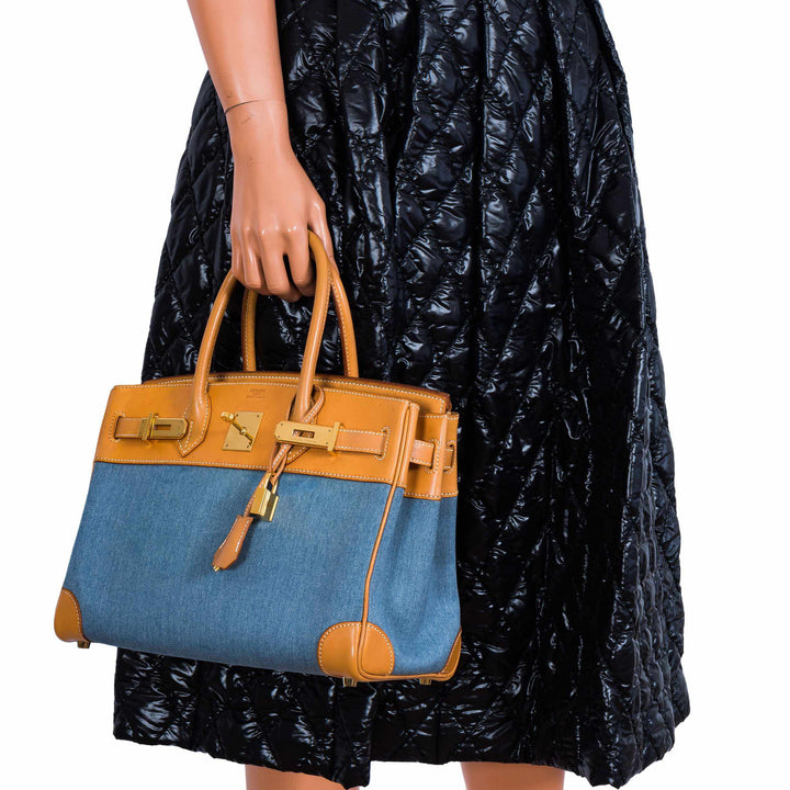 Top quality Hermes Birkin 30 Denim & Vache Naturelle Gold Hardware - Limited Edition