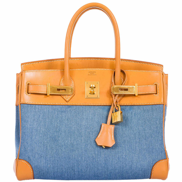 Top quality Hermes Birkin 30 Denim & Vache Naturelle Gold Hardware - Limited Edition