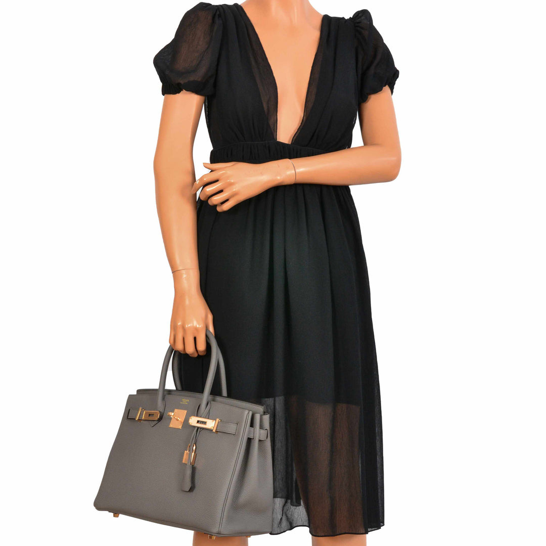 Top quality Hermes Birkin 30 Etain Tin Grey Togo Rose Gold Hardware