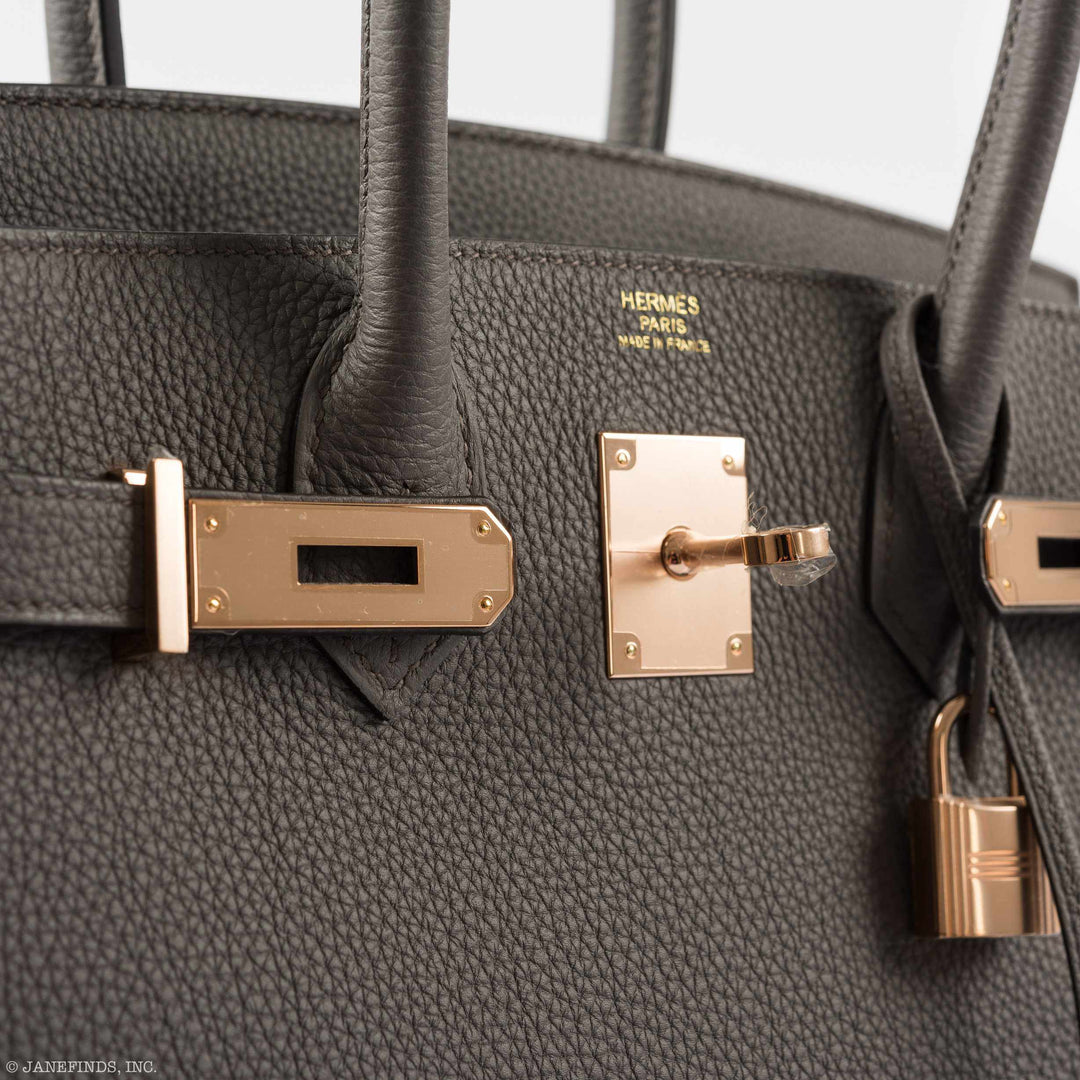 Top quality Hermes Birkin 30 Etain Tin Grey Togo Rose Gold Hardware