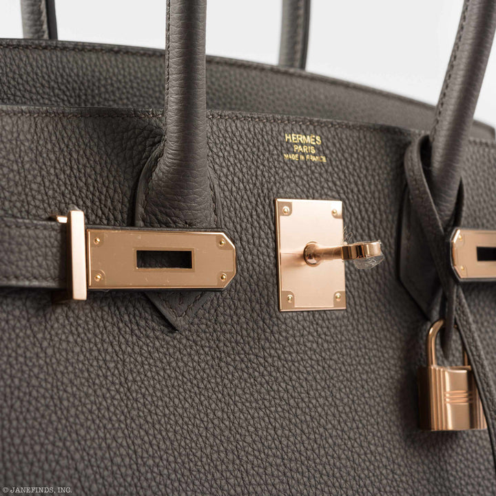 Top quality Hermes Birkin 30 Etain Tin Grey Togo Rose Gold Hardware