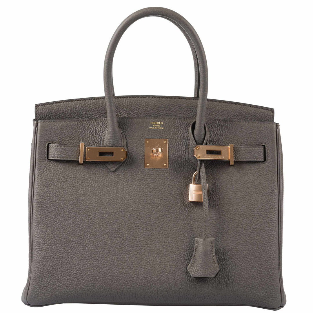 Top quality Hermes Birkin 30 Etain Tin Grey Togo Rose Gold Hardware