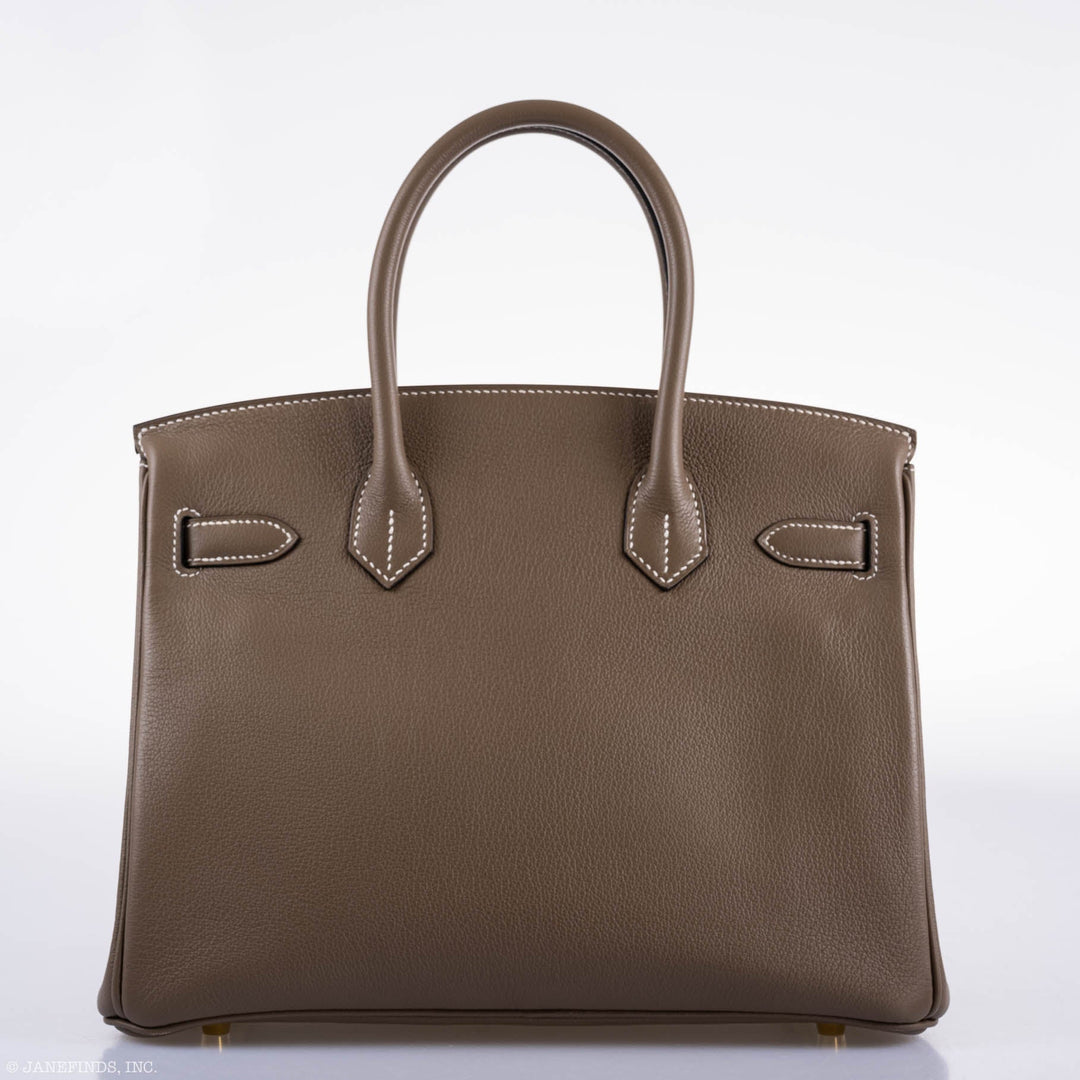 Top quality Hermes Birkin 30 Etoupe Navillo leather Gold Hardware - 2019, D