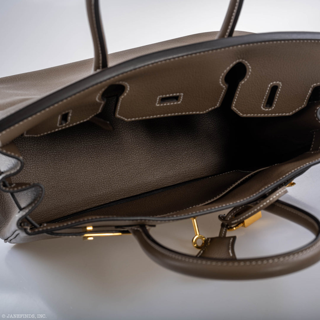 Top quality Hermes Birkin 30 Etoupe Navillo leather Gold Hardware - 2019, D