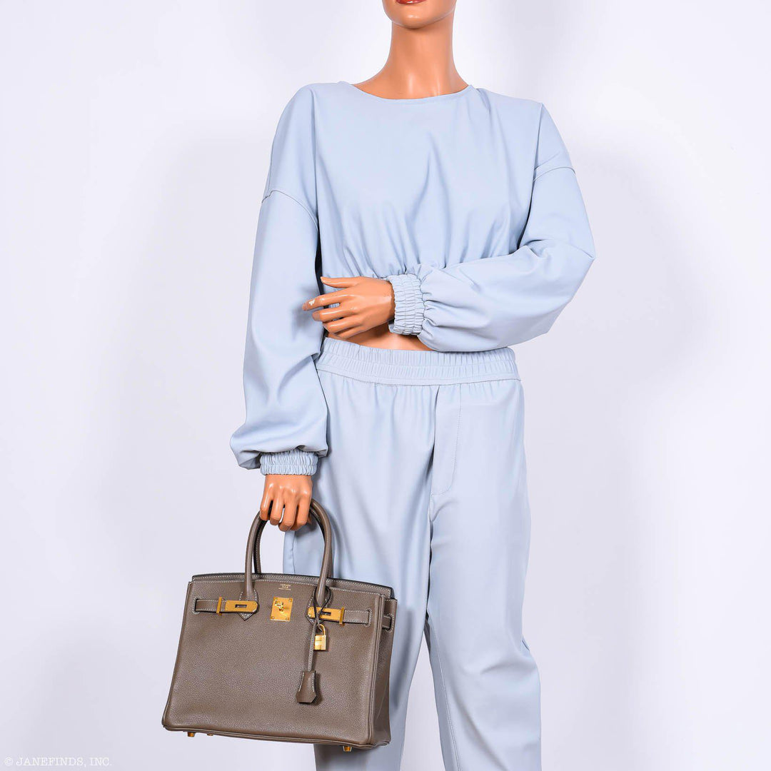Top quality Hermes Birkin 30 Etoupe Navillo leather Gold Hardware - 2019, D