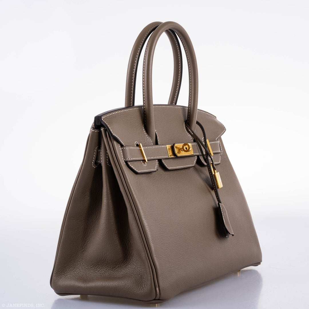 Top quality Hermes Birkin 30 Etoupe Navillo leather Gold Hardware - 2019, D