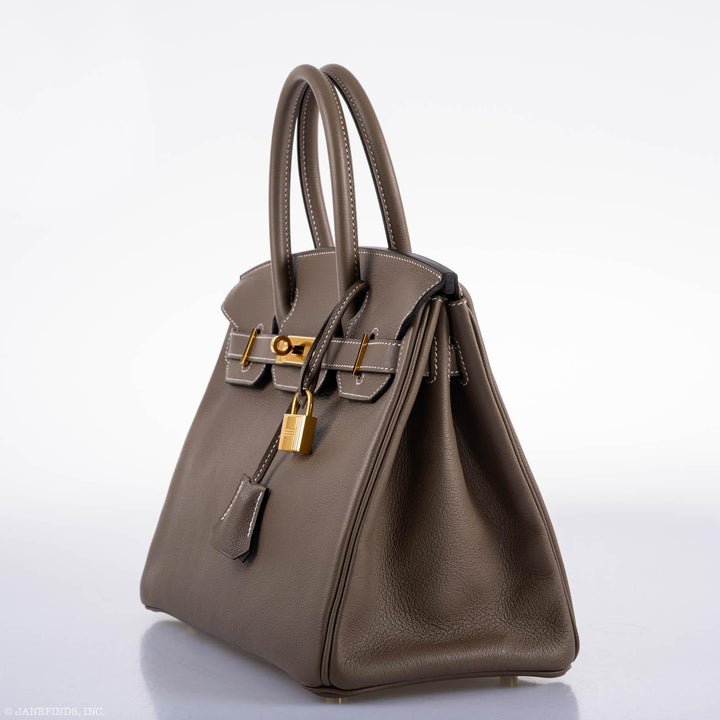Top quality Hermes Birkin 30 Etoupe Navillo leather Gold Hardware - 2019, D