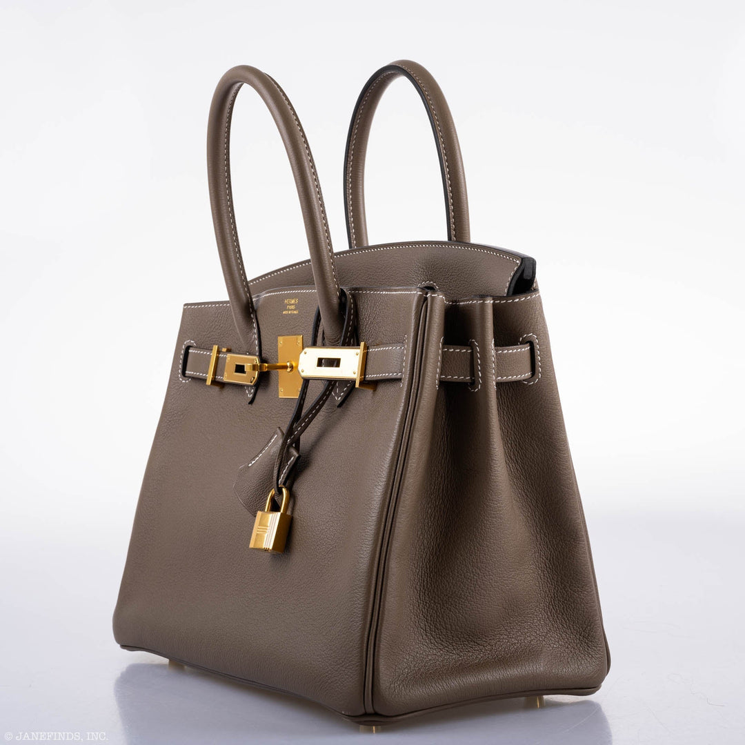 Top quality Hermes Birkin 30 Etoupe Navillo leather Gold Hardware - 2019, D