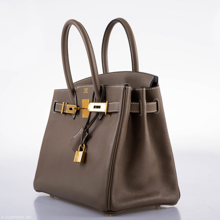Top quality Hermes Birkin 30 Etoupe Navillo leather Gold Hardware - 2019, D