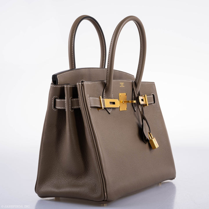 Top quality Hermes Birkin 30 Etoupe Navillo leather Gold Hardware - 2019, D