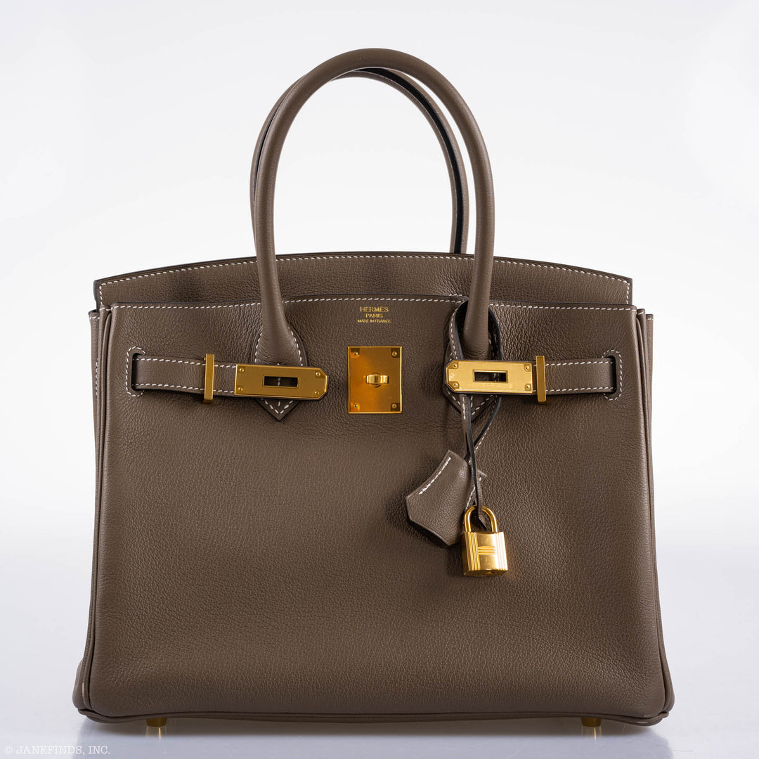 Top quality Hermes Birkin 30 Etoupe Navillo leather Gold Hardware - 2019, D