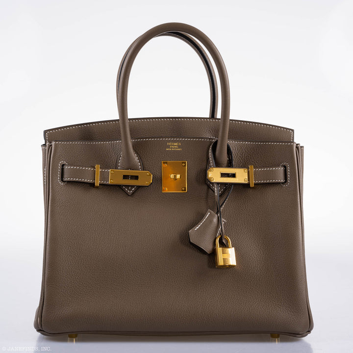 Top quality Hermes Birkin 30 Etoupe Navillo leather Gold Hardware - 2019, D