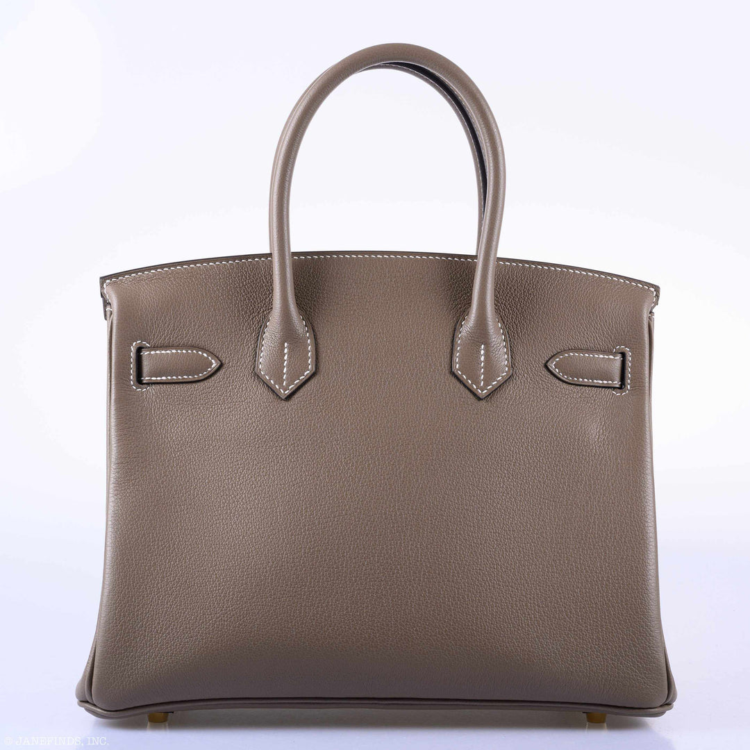 Hermes Birkin 30 Etoupe Taurillon Novillo Gold Hardware - 2019, D
