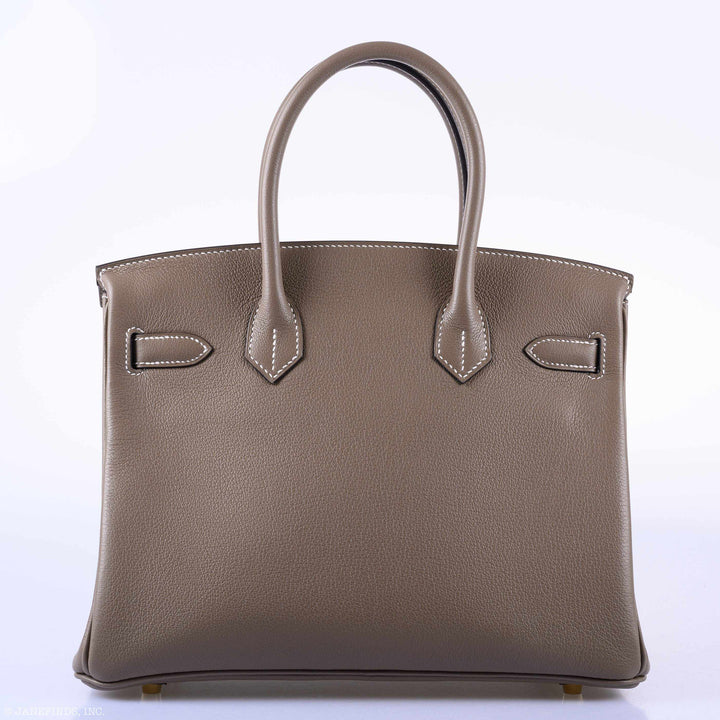 Hermes Birkin 30 Etoupe Taurillon Novillo Gold Hardware - 2019, D