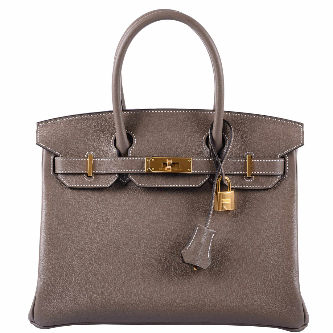 Hermes Birkin 30 Etoupe Taurillon Novillo Gold Hardware - 2019, D
