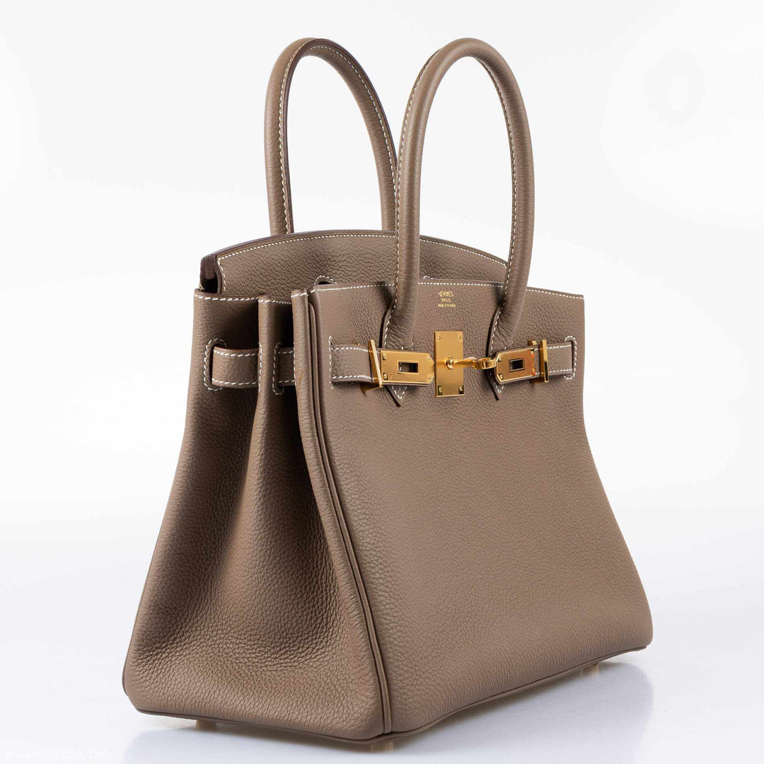Top quality Hermes Birkin 30 Etoupe Togo Gold Hardware