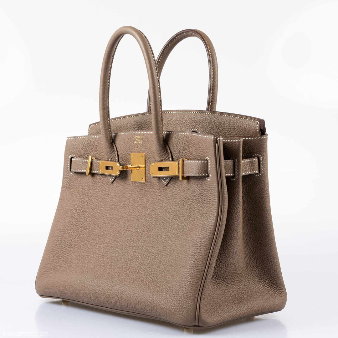 Top quality Hermes Birkin 30 Etoupe Togo Gold Hardware