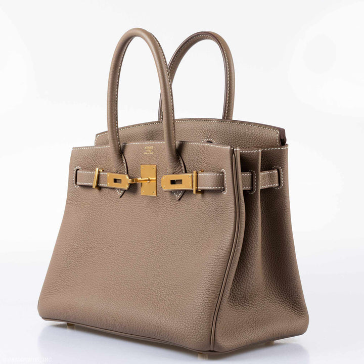 Top quality Hermes Birkin 30 Etoupe Togo Gold Hardware