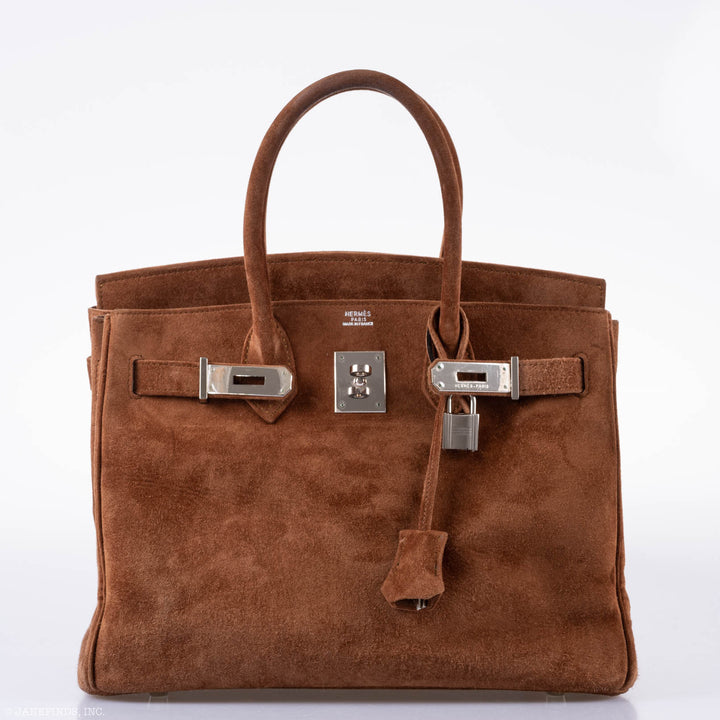 Top quality Hermes Birkin 30 Fauve Doblis Suede Palladium Hardware - 2008, L Square