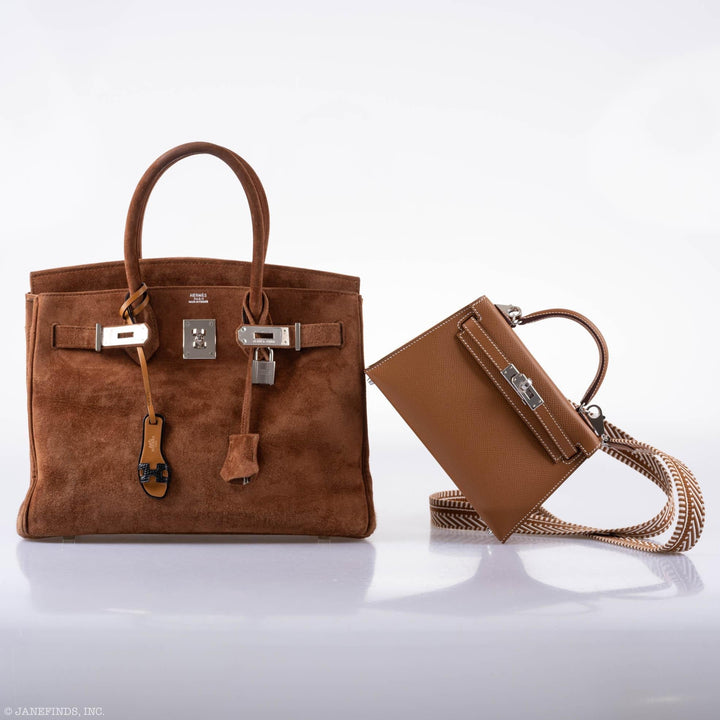 Top quality Hermes Birkin 30 Fauve Doblis Suede Palladium Hardware - 2008, L Square