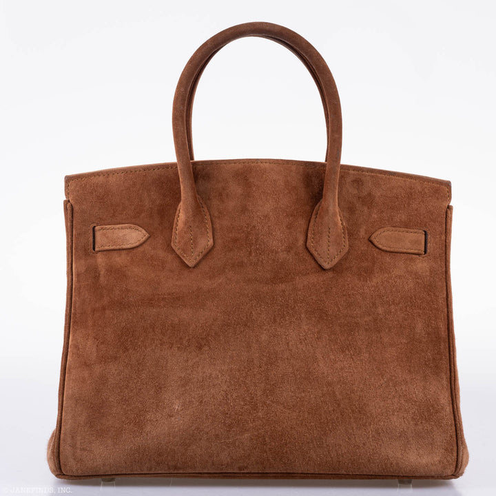 Top quality Hermes Birkin 30 Fauve Doblis Suede Palladium Hardware - 2008, L Square