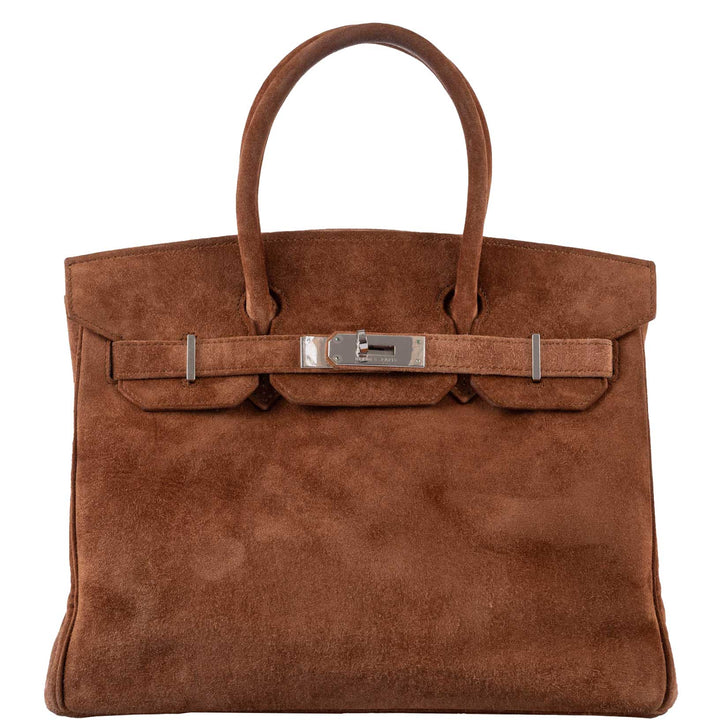 Top quality Hermes Birkin 30 Fauve Doblis Suede Palladium Hardware - 2008, L Square