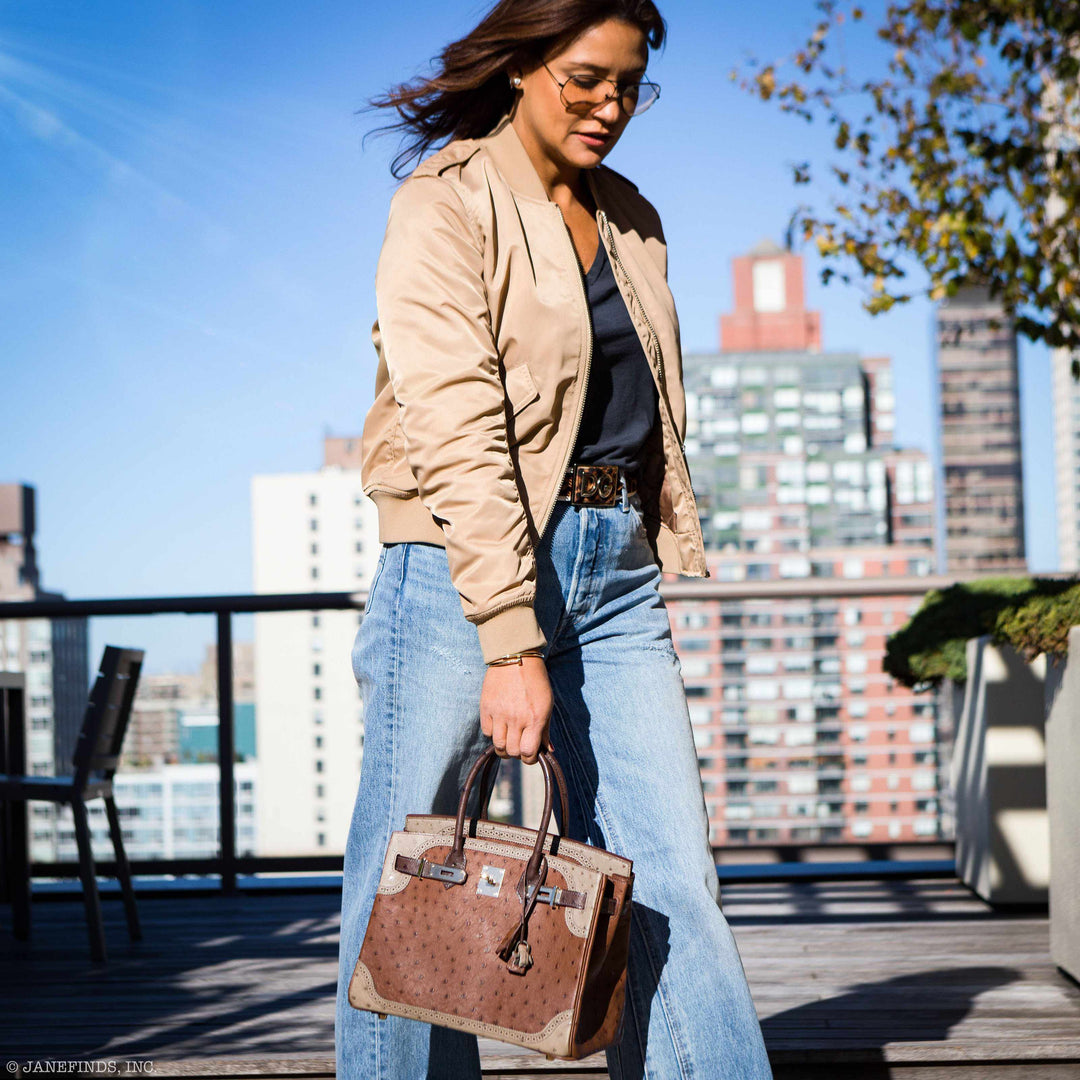 Top quality Hermes Birkin 30 Ghillies Marron Fonce, Etrusque, Mousse Ostrich Champagne Gold Hardware