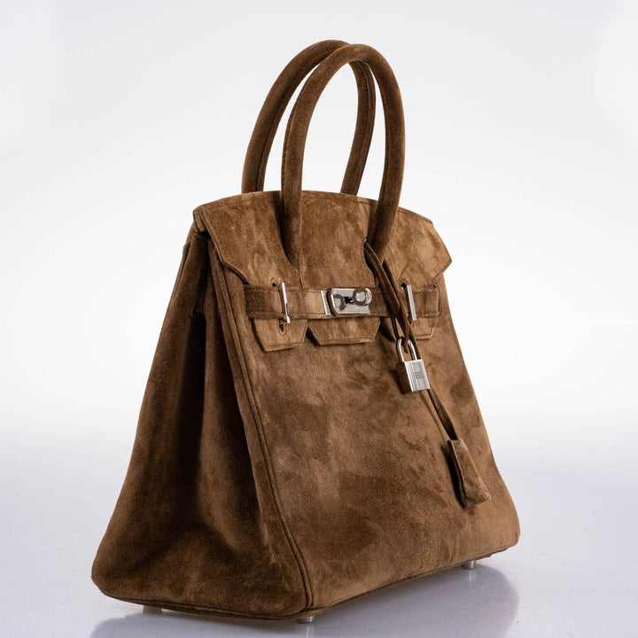Top quality Hermes Birkin 30 Gold Veau Doblis Suede Palladium Hardware - 2008, L Square