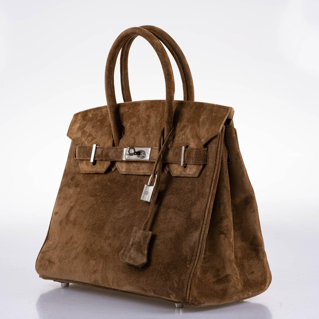 Top quality Hermes Birkin 30 Gold Veau Doblis Suede Palladium Hardware - 2008, L Square