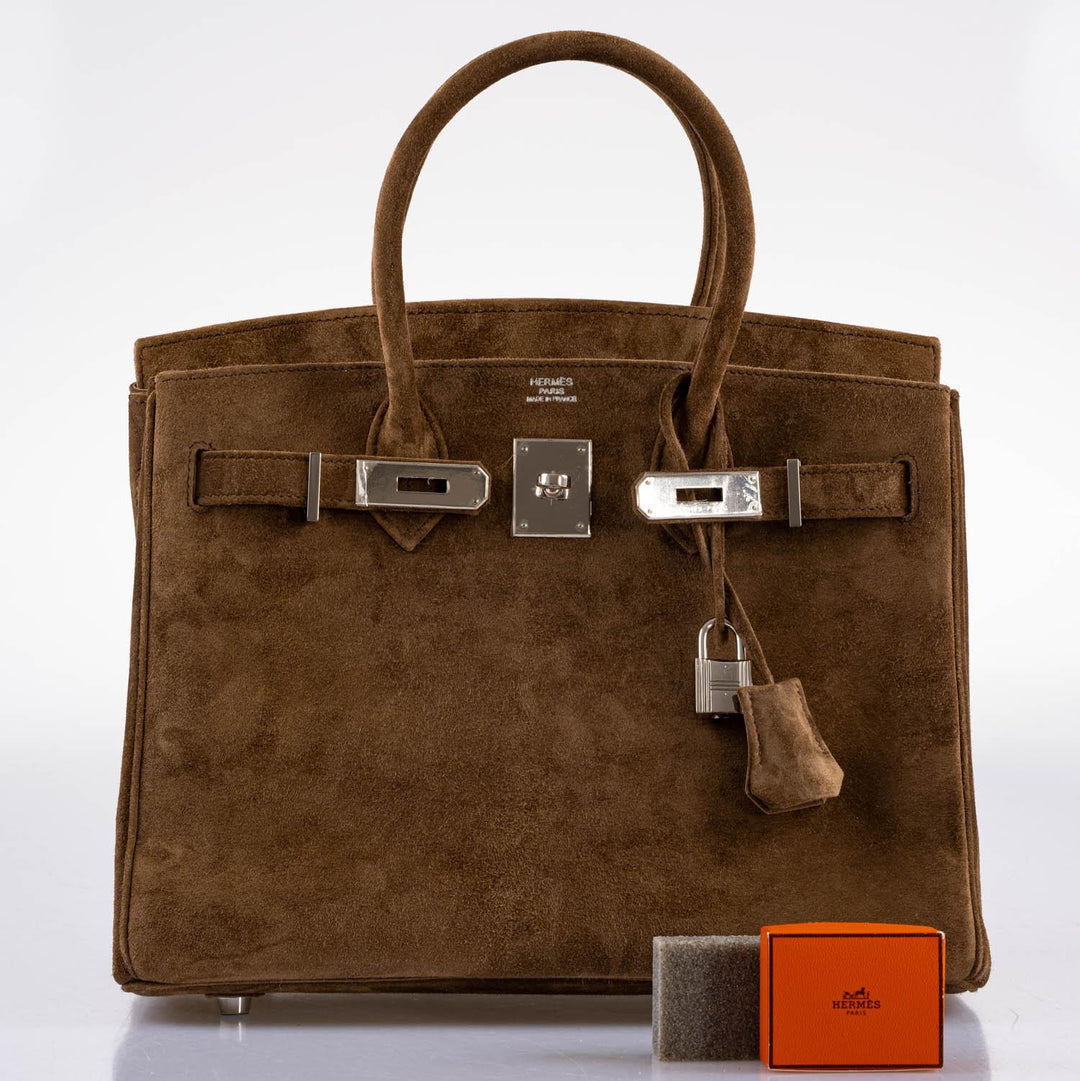 Top quality Hermes Birkin 30 Gold Veau Doblis Suede Palladium Hardware - 2008, L Square