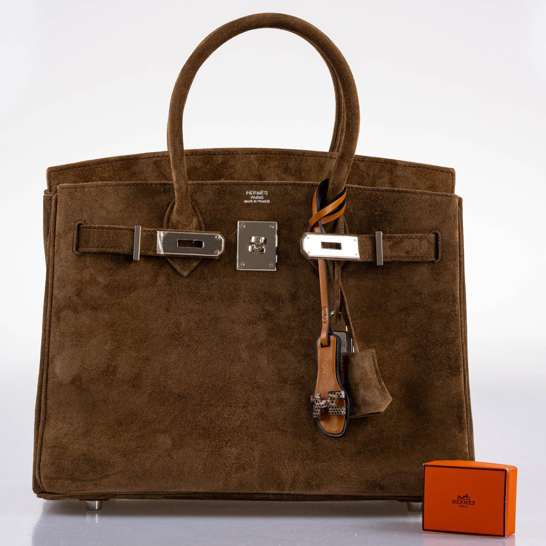 Top quality Hermes Birkin 30 Gold Veau Doblis Suede Palladium Hardware - 2008, L Square