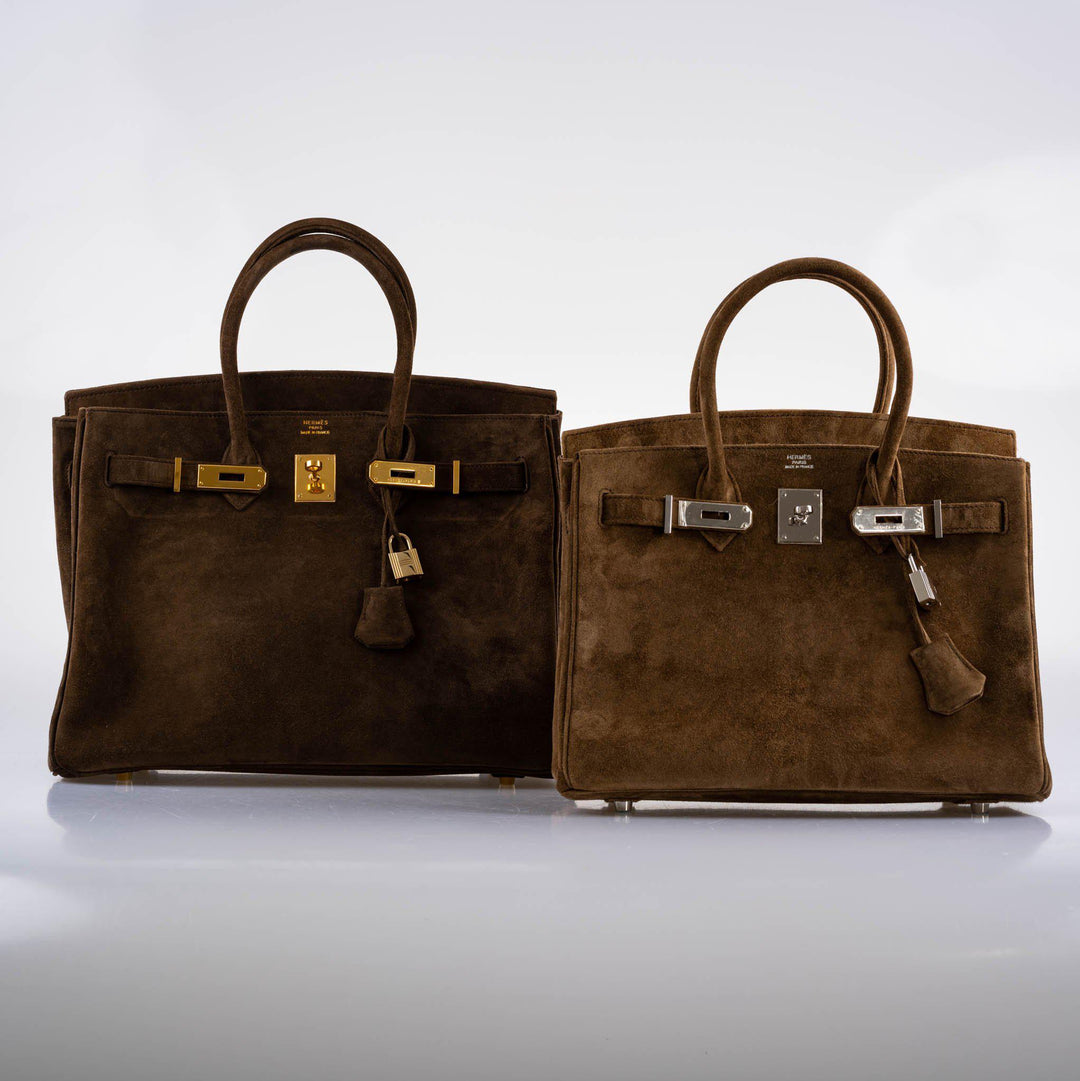 Top quality Hermes Birkin 30 Gold Veau Doblis Suede Palladium Hardware - 2008, L Square