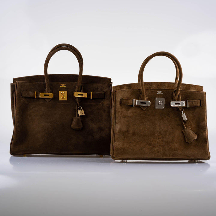 Top quality Hermes Birkin 30 Gold Veau Doblis Suede Palladium Hardware - 2008, L Square