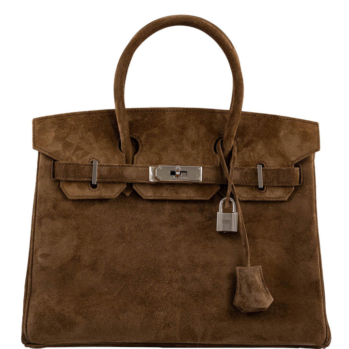 Top quality Hermes Birkin 30 Gold Veau Doblis Suede Palladium Hardware - 2008, L Square