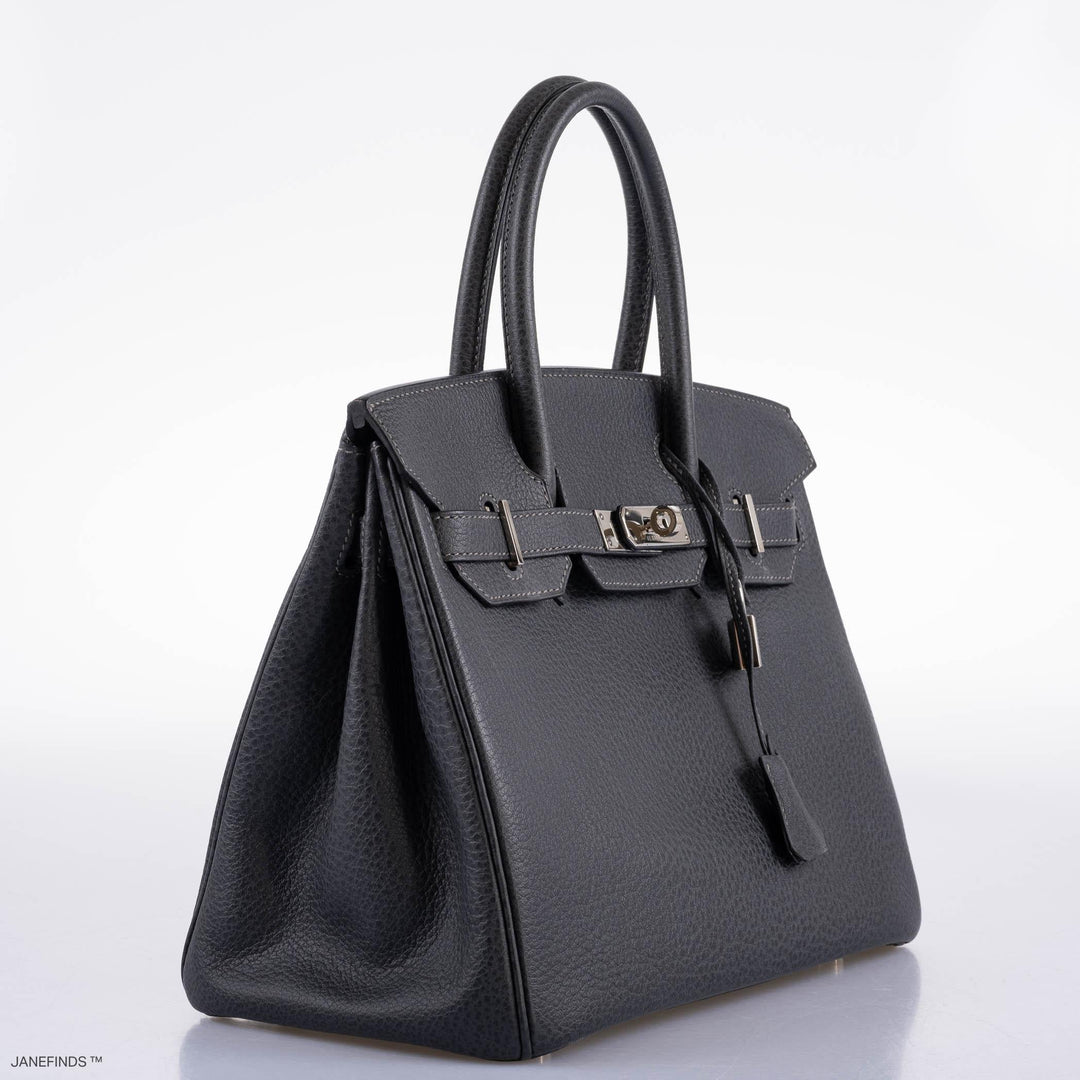 Top quality Hermes Birkin 30 Graphite Buffalo with Palladium Hardware - 2005, I Square