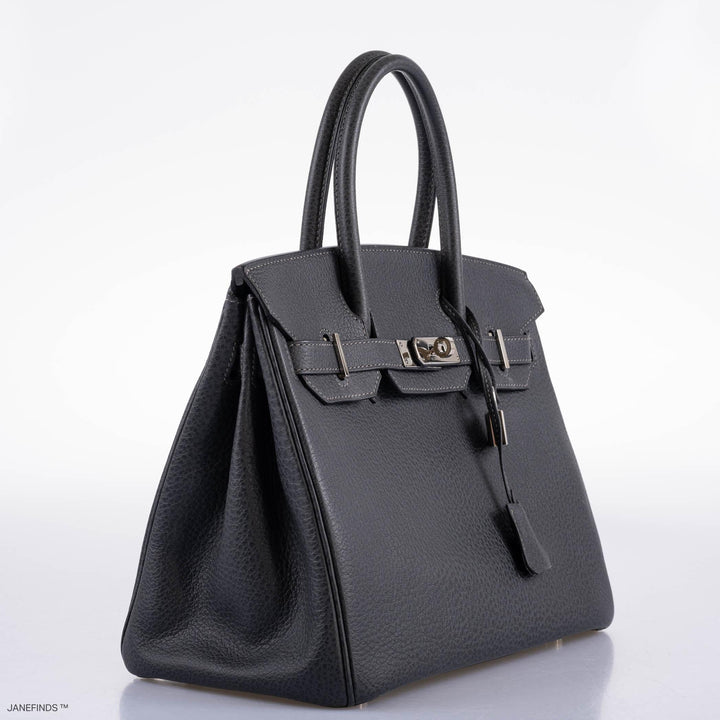 Top quality Hermes Birkin 30 Graphite Buffalo with Palladium Hardware - 2005, I Square