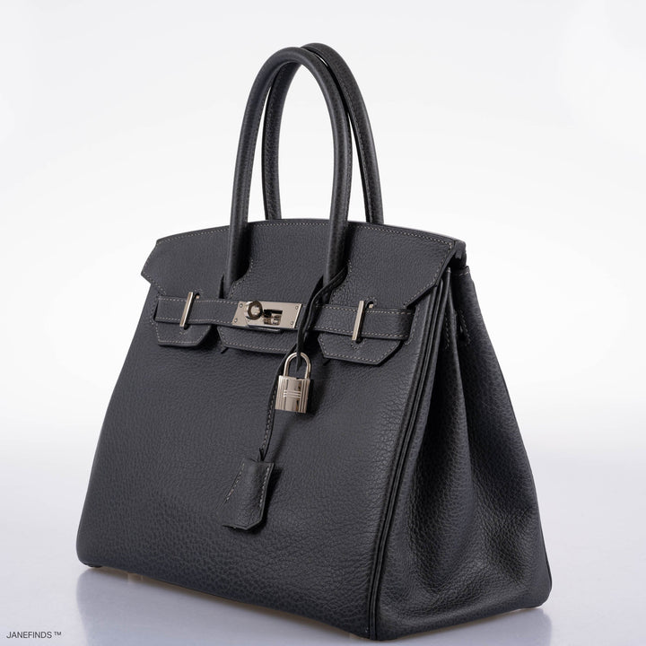 Top quality Hermes Birkin 30 Graphite Buffalo with Palladium Hardware - 2005, I Square