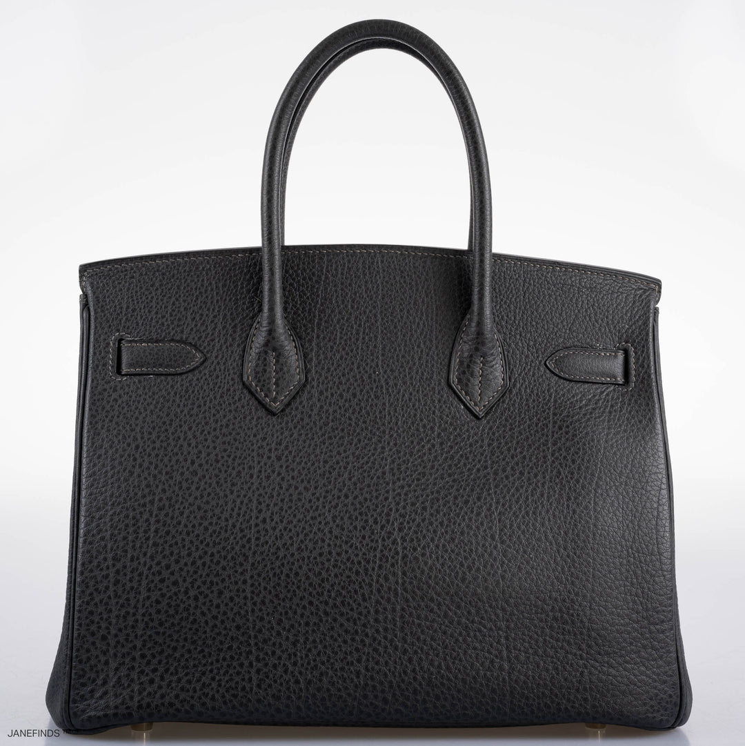 Top quality Hermes Birkin 30 Graphite Buffalo with Palladium Hardware - 2005, I Square