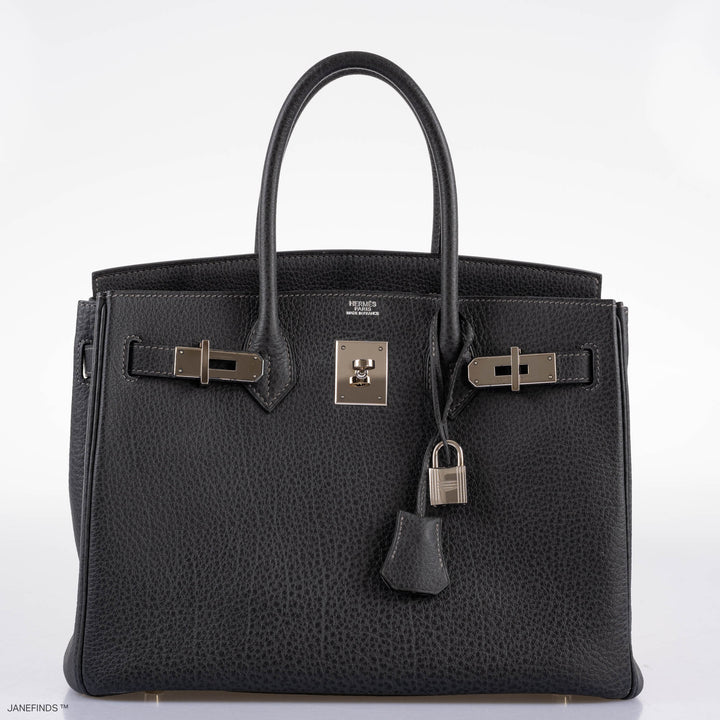 Top quality Hermes Birkin 30 Graphite Buffalo with Palladium Hardware - 2005, I Square